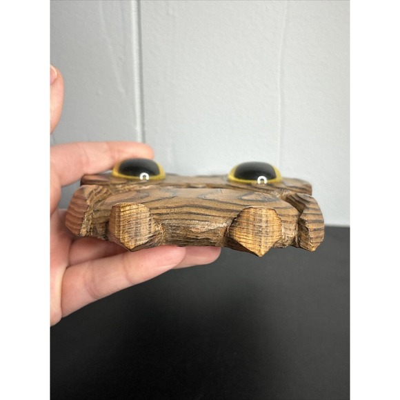 Vintage Wood Hand Carved Owl 6 x 5 Inches Folk art - Picture 6 of 9